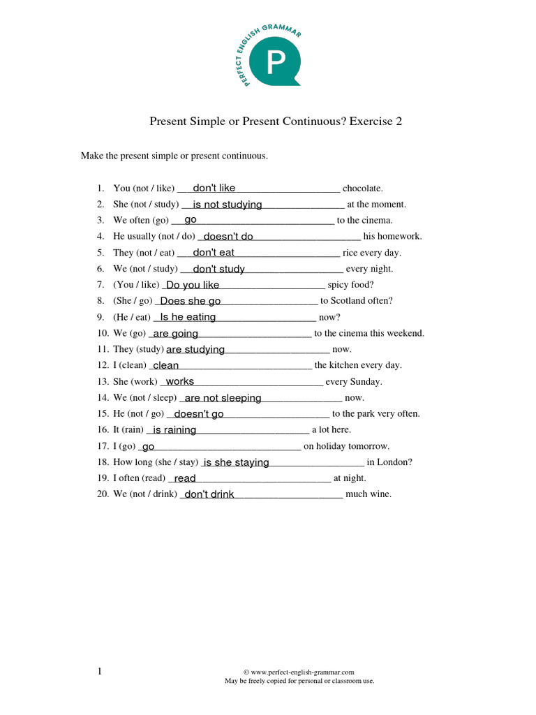 Present Simple or Present Continuous 2 | PDF | Cooking | Cuisine