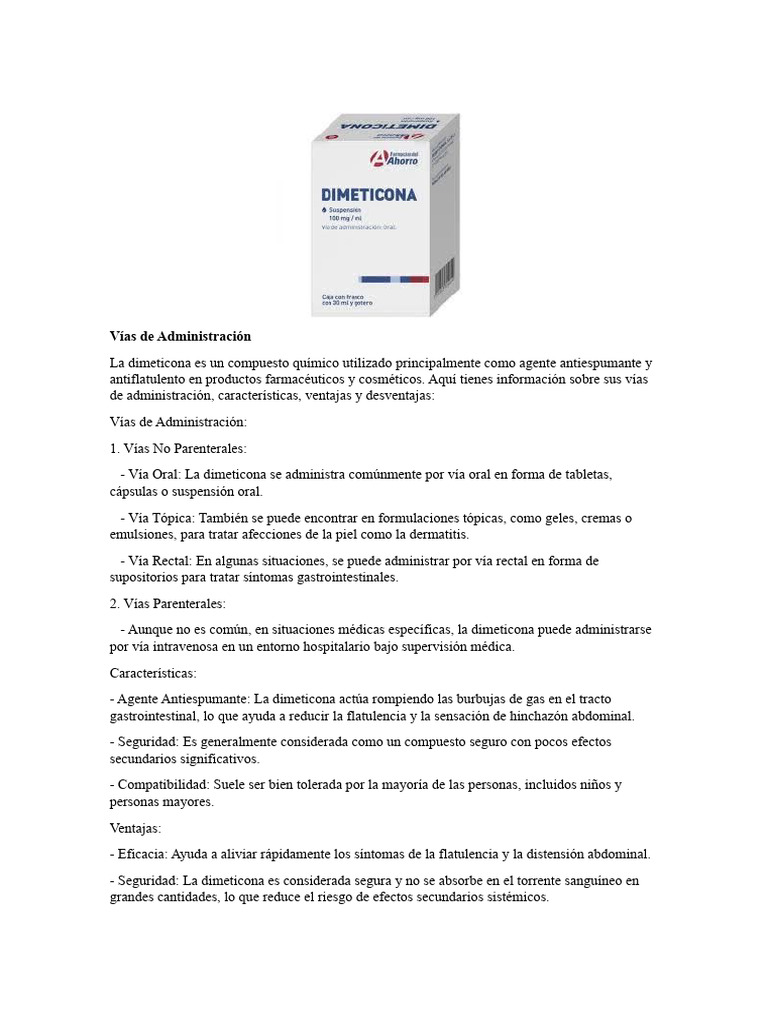 Dimeticona | PDF | Medicamentos con receta | Tableta (Farmacia)
