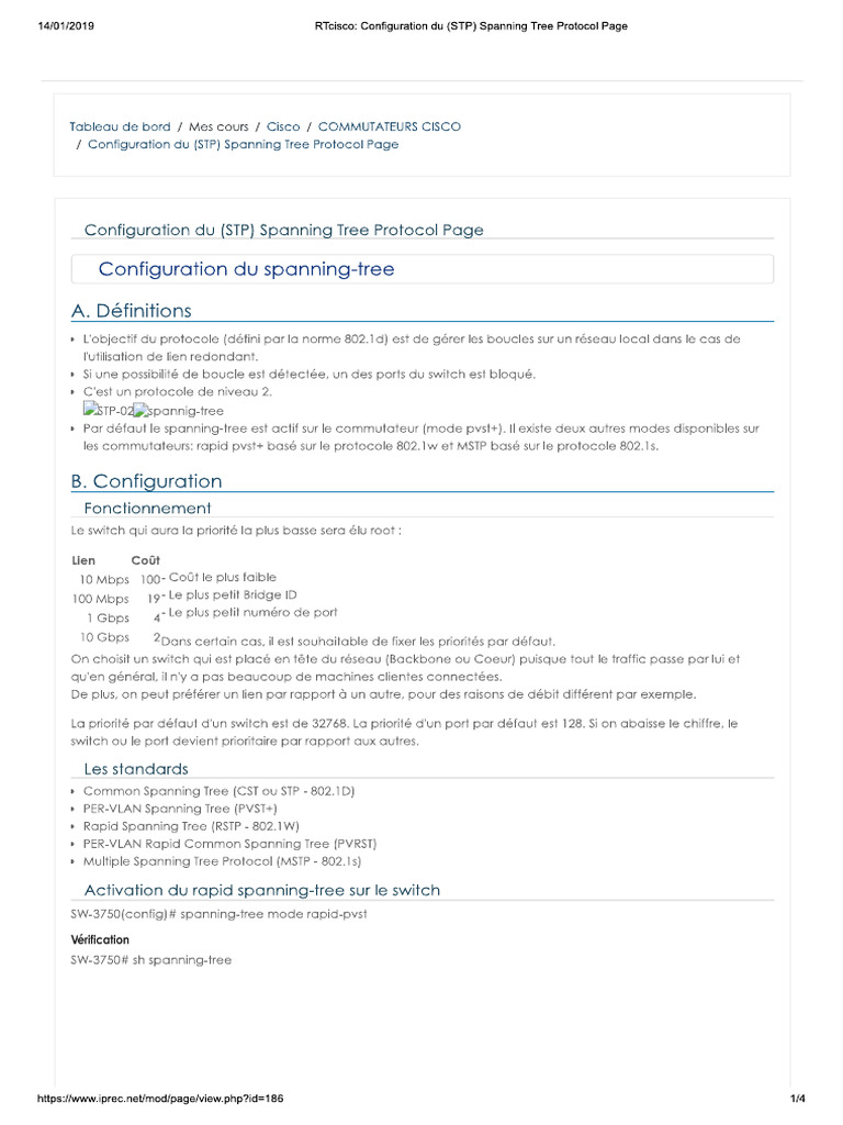 25 RTcisco - Configuration Du (STP) Spanning Tree Protocol Page | PDF ...