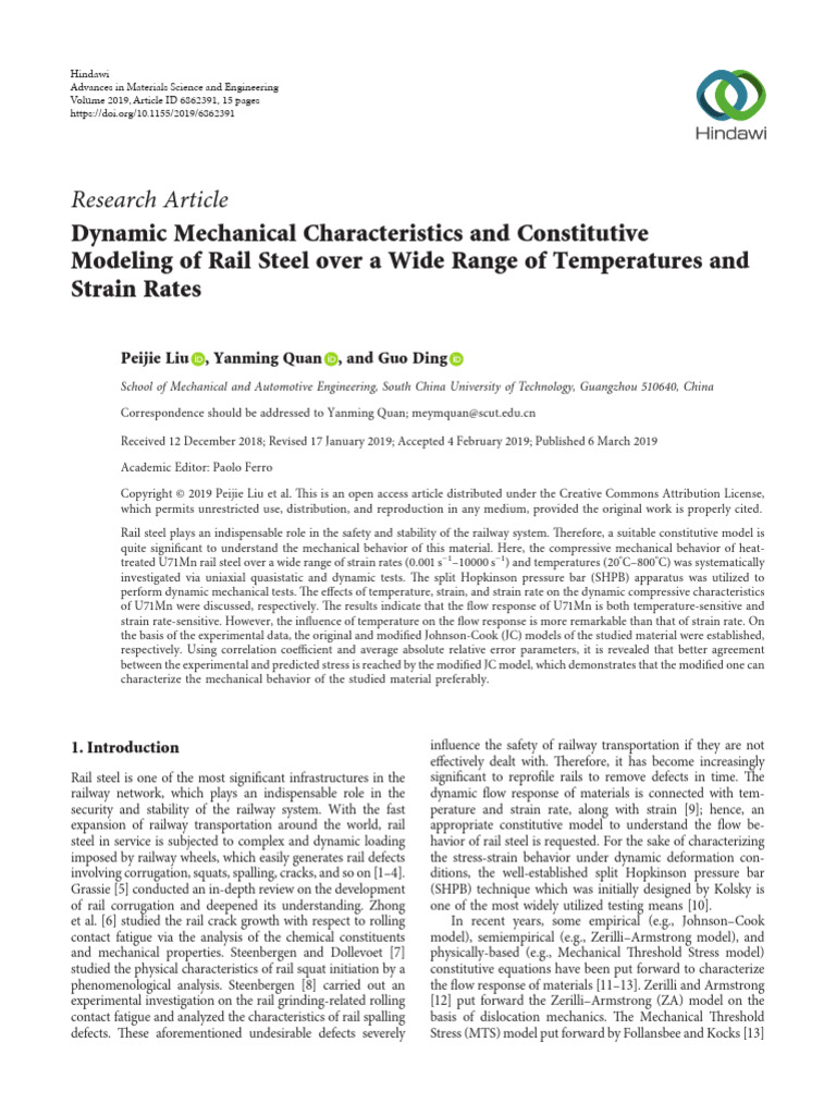 4 - Dynamic Mechanical Characteristics and Constitutive Modeling of ...