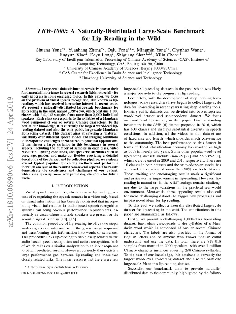 Lrw 1000 a naturally distributed large scale benchmark for lip reading