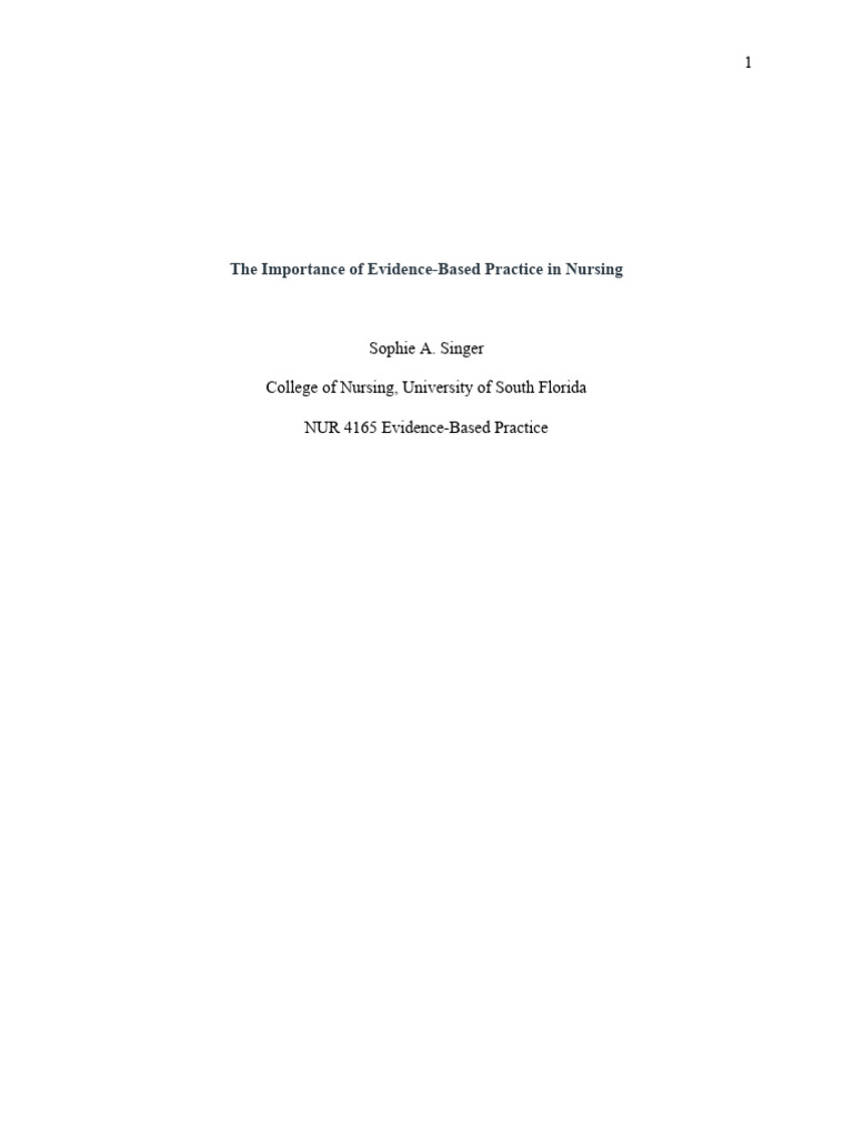 The importance of evidence based practice in nursing pdf evidence