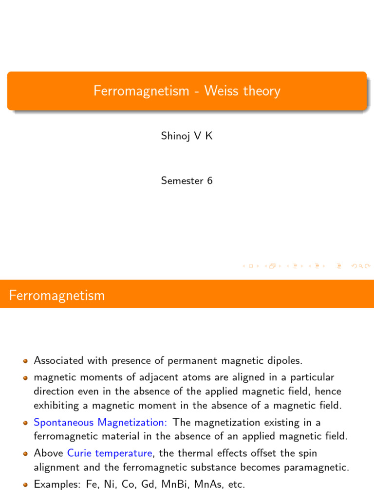 Weiss Theory of Ferromagnetism Explained | PDF | Ferromagnetism ...