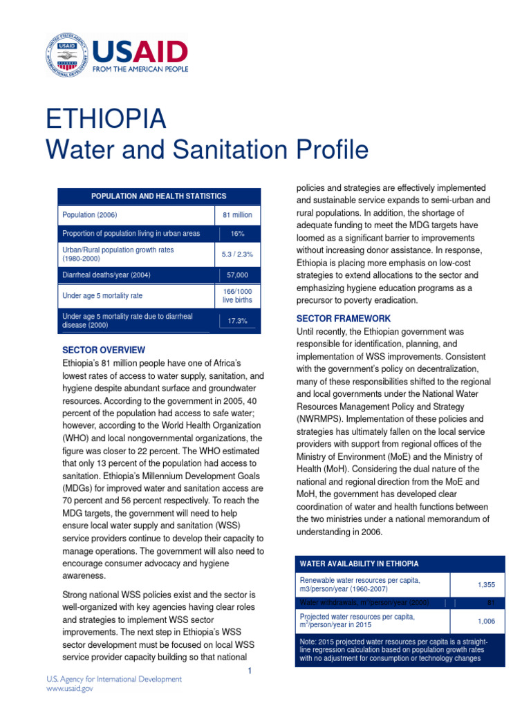 Ethiopia Water Standards PDF Water Supply And Sanitation In