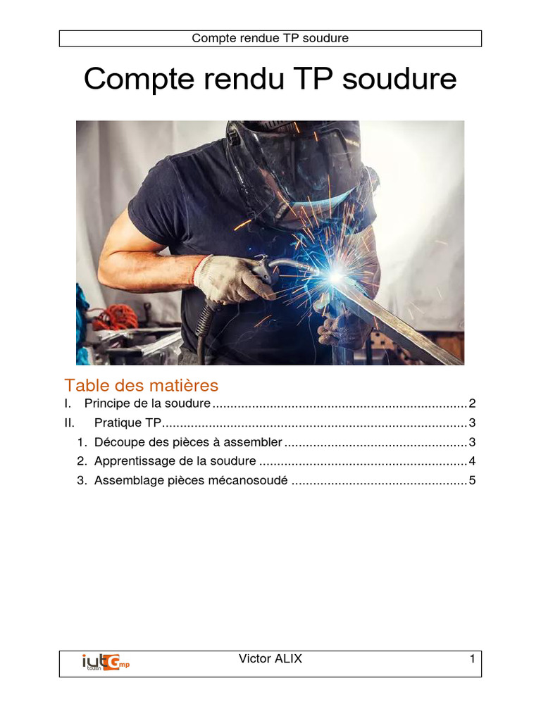 Compte Rendu TP Soudure MIG | PDF | Soudage | Construction