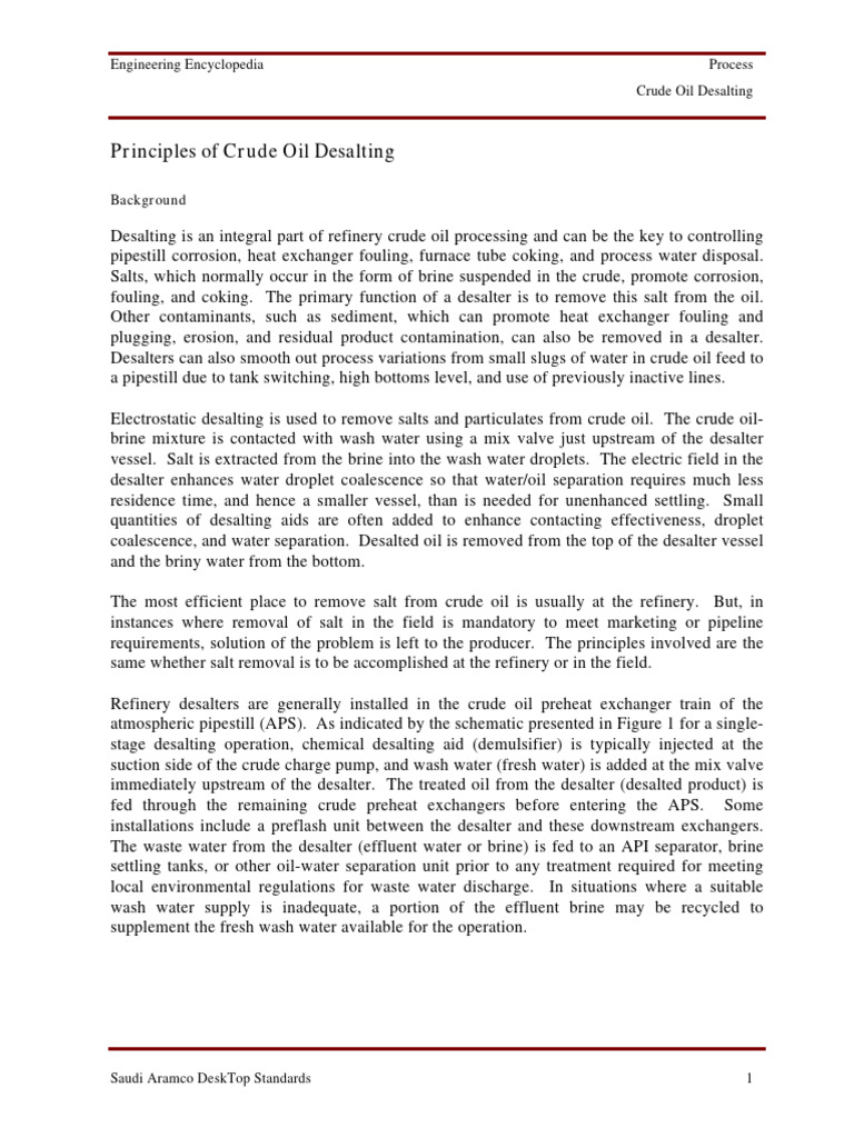 Crude Oil Desalting Principles and Process | PDF | Oil Refinery | Oil