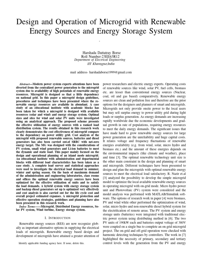 Microgrid Design with Renewables | PDF | Distributed Generation ...