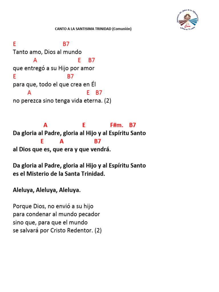 Canto a la Santísima Trinidad | PDF | Trinidad | Creencia y doctrina ...
