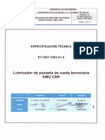 ET-DNT-1053-V1.0 - Lubricador de Pestana de Rueda Ferroviaria