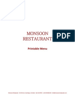 Monsoon Restaurant: Printable Menu