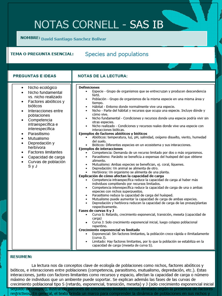 lectura 2.1 (SAS) | PDF | Nicho ecológico | Habitat