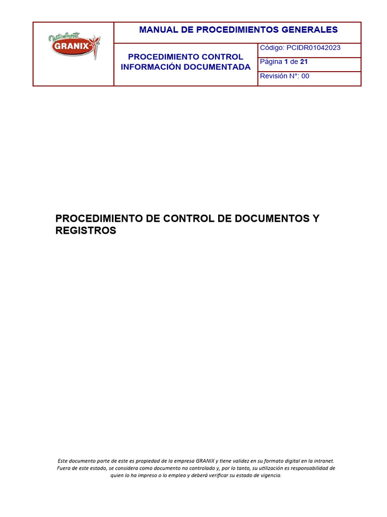Procedimiento de Control de Documentos y | Descargar gratis PDF ...