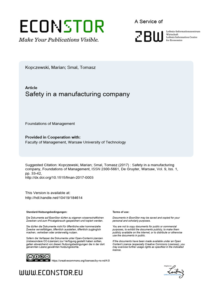 Safety Measures in Manufacturing Industry | PDF | Personal Protective ...
