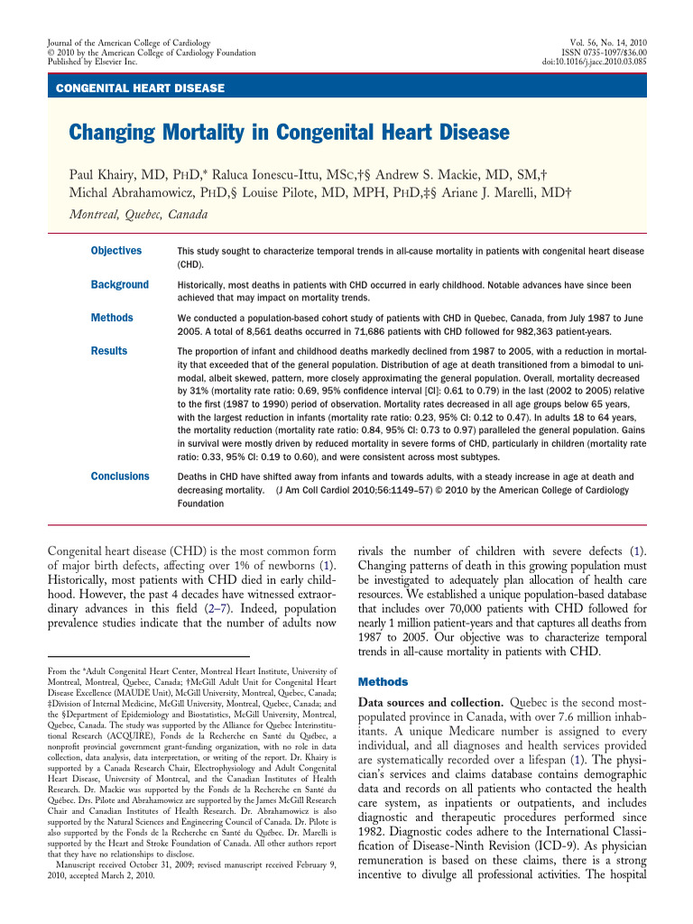 112 - Changing Mortality in Congenital Heart Disease | PDF | Congenital ...