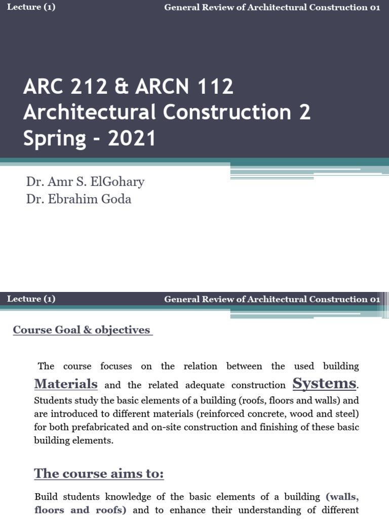 ARC 212 ARCN 112 - Lec 1 - Spring 2021 | PDF | Masonry | Foundation ...