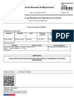 Certificado de Residencia Definitiva en Trámite: Servicio Nacional de Migraciones