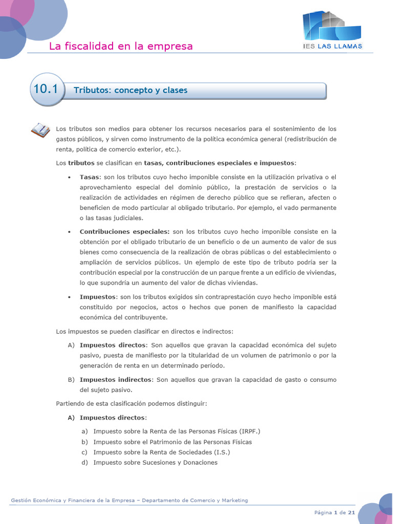 Fiscalidad y tipos de tributos empresariales | PDF | Impuestos ...