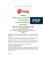 Contenido: Bolivia: Ley #154, 30 de Diciembre de 1961 Ficha Técnica (DCMI) Enlaces Con Otros Documentos Nota Importante