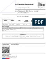 Certificado de Residencia Definitiva en Trámite: Servicio Nacional de Migraciones