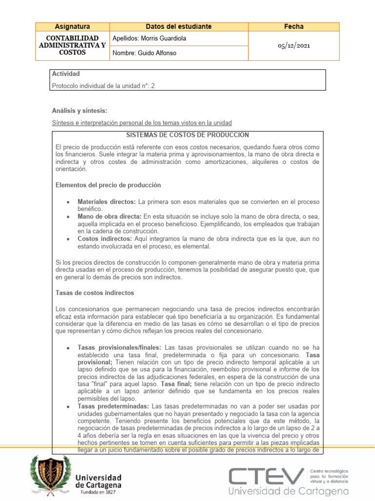 Contabilidad Administrativa Y Costos P2 Pdf Contabilidad Precios