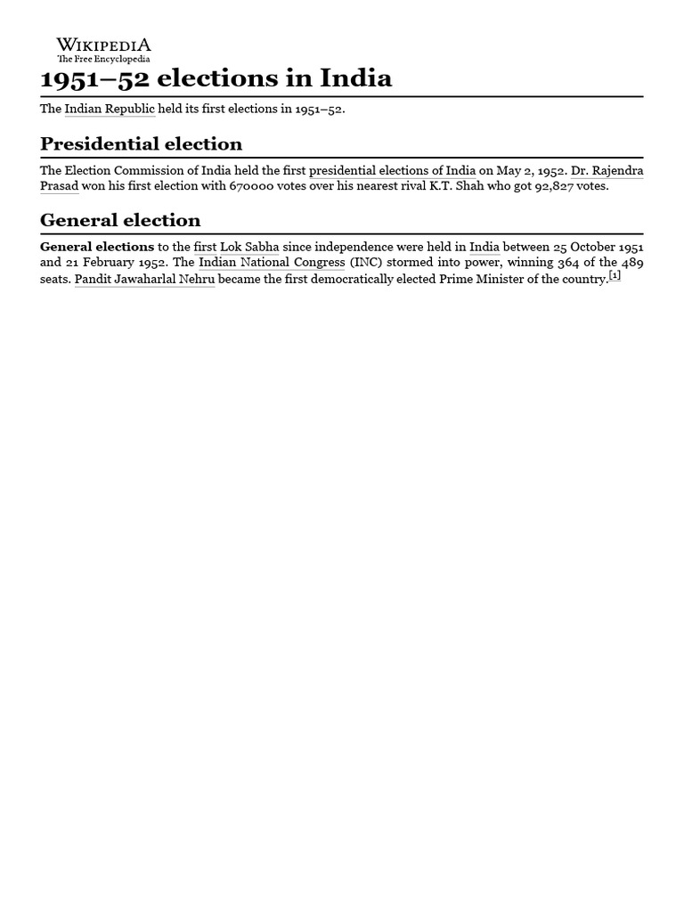 195152 Elections in India Wikipedia Download Free PDF Political