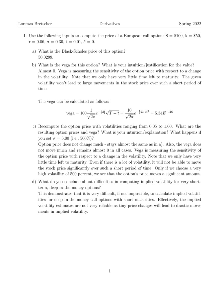 European Call Option Pricing Analysis | PDF