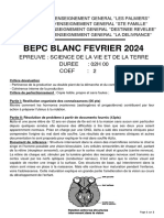 Bepc Blanc Fevrier 2024: Epreuve: Science de La Vie Et de La Terre Duree: 02H 00 Coef: 2
