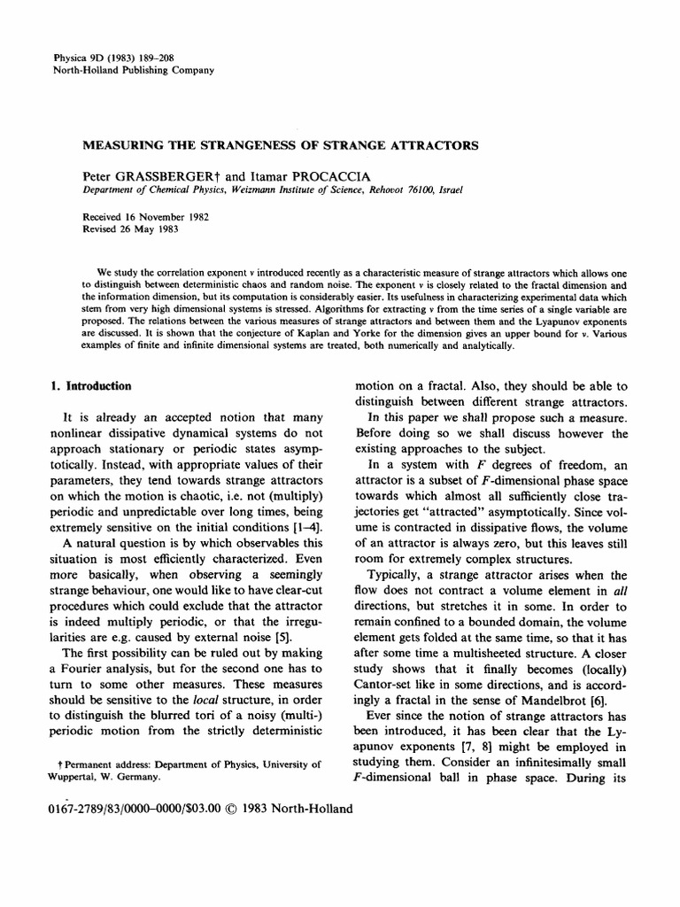 Measuring Strange Attractors' Strangeness | PDF | Attractor | Chaos Theory