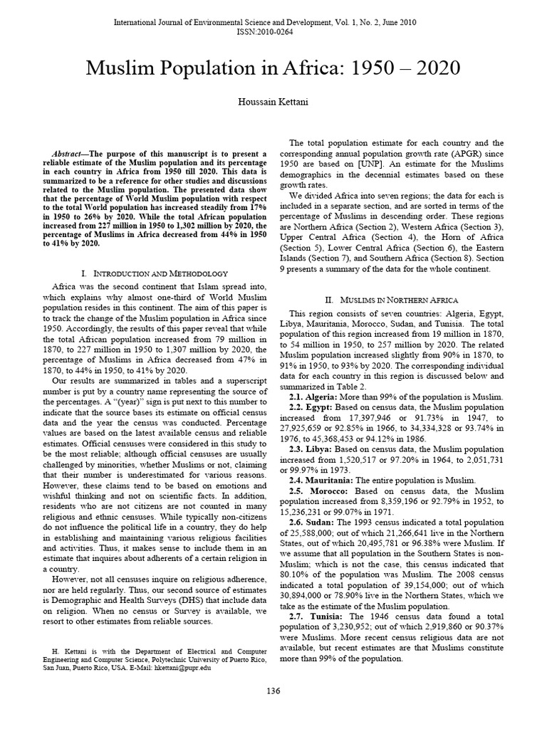 Muslim population in africa 1950 2020 pdf southern africa africa
