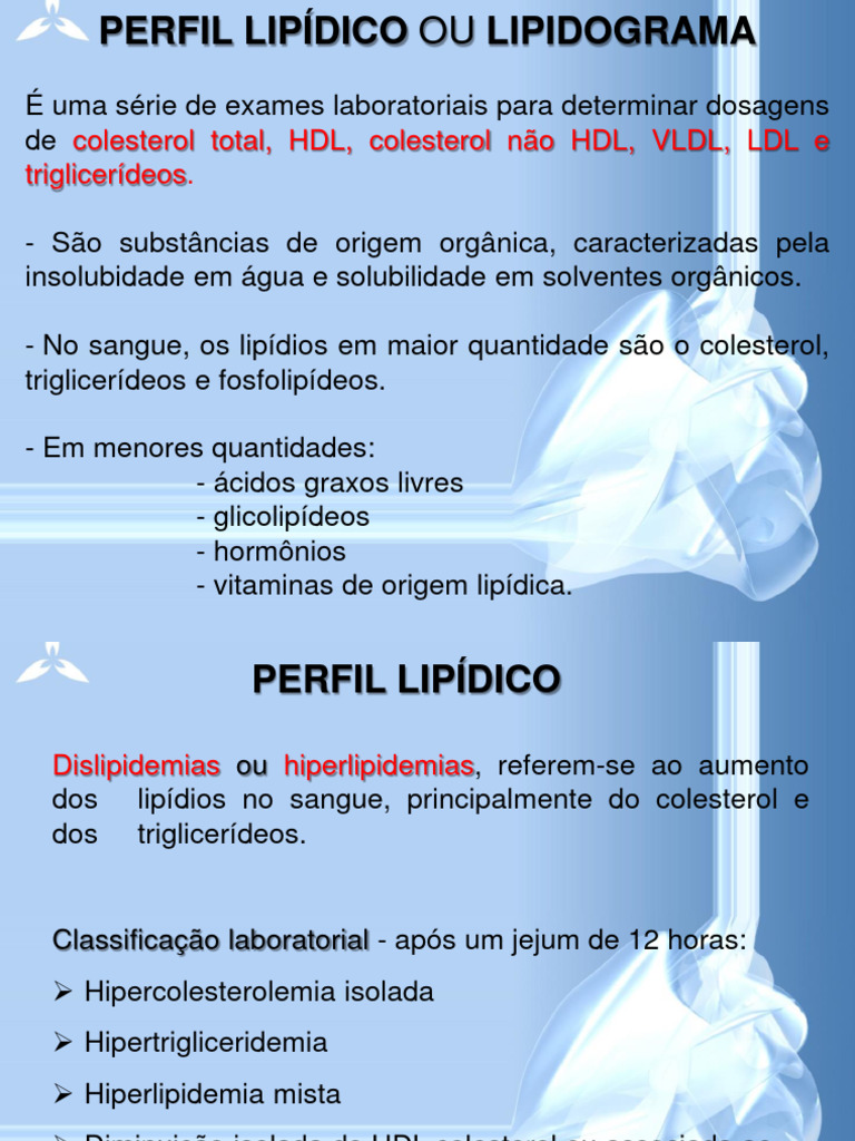 Análise do Perfil Lipídico e Hiperlipidemias | PDF | Colesterol | Lipídio