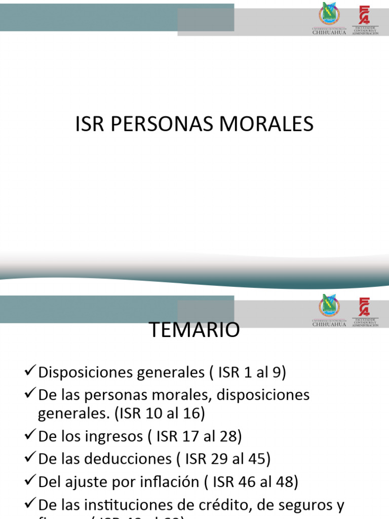 Disposiciones del ISR para Personas Morales | PDF | Impuesto sobre la ...