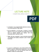 Lecture 1 Computer Application