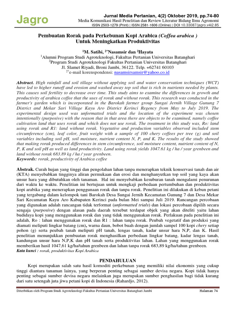 Rorak Impact on Arabica Coffee Yield | PDF | Soil | Agriculture