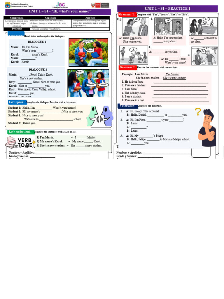 English Dialogue Practice Sheet | PDF | Linguistics