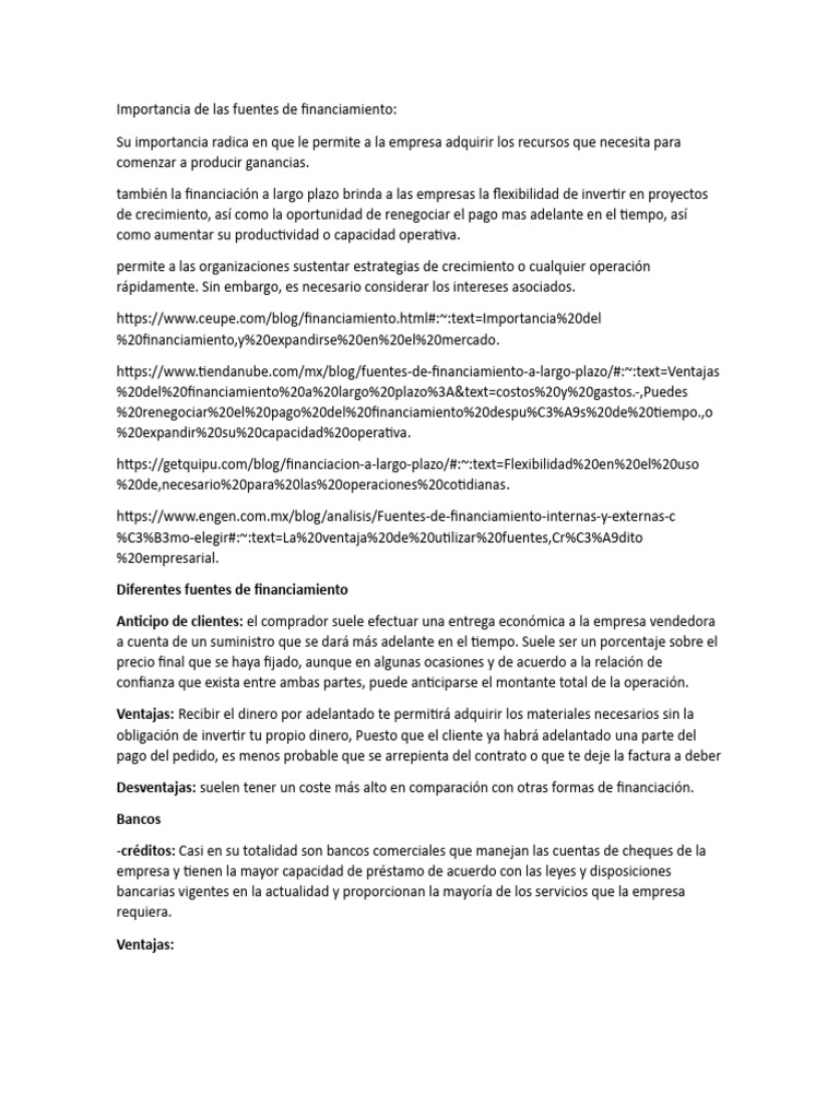 Fuentes de Financiamiento Empresarial | PDF | Bancos | Business