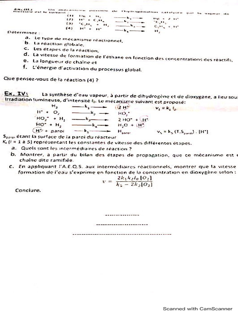Ex Corriges Cinetique | PDF