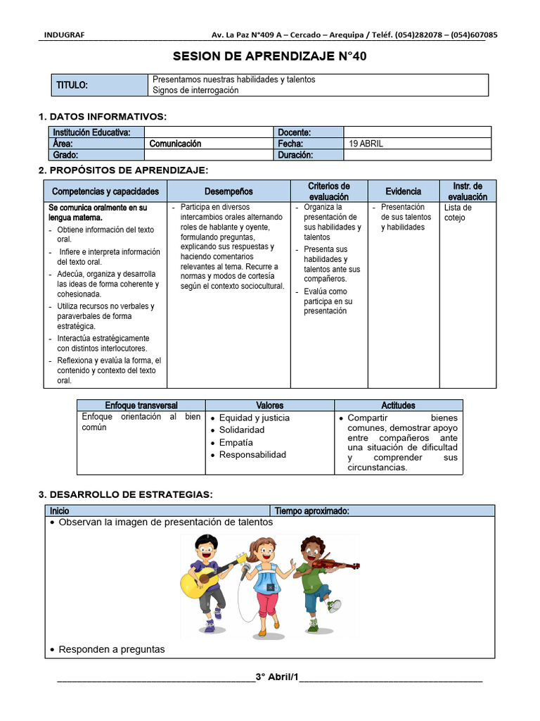 3° Grado - Sesiones Del 19 de Abril | PDF | Evaluación | Aprendizaje