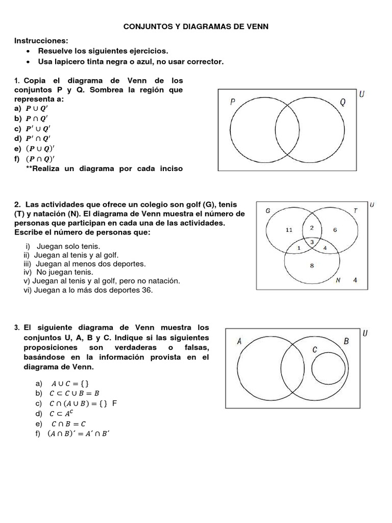 Ejercicios de Conjuntos y Diagramas de Venn | PDF