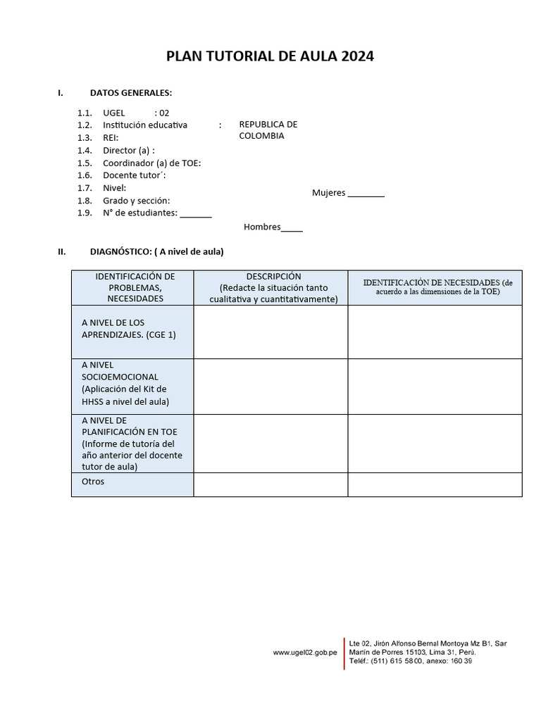 Plan Tutorial de Aula 2024 | PDF | Salón de clases | Aprendizaje