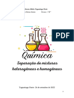 Separação Misturas Heterogêneas e Homogêneas