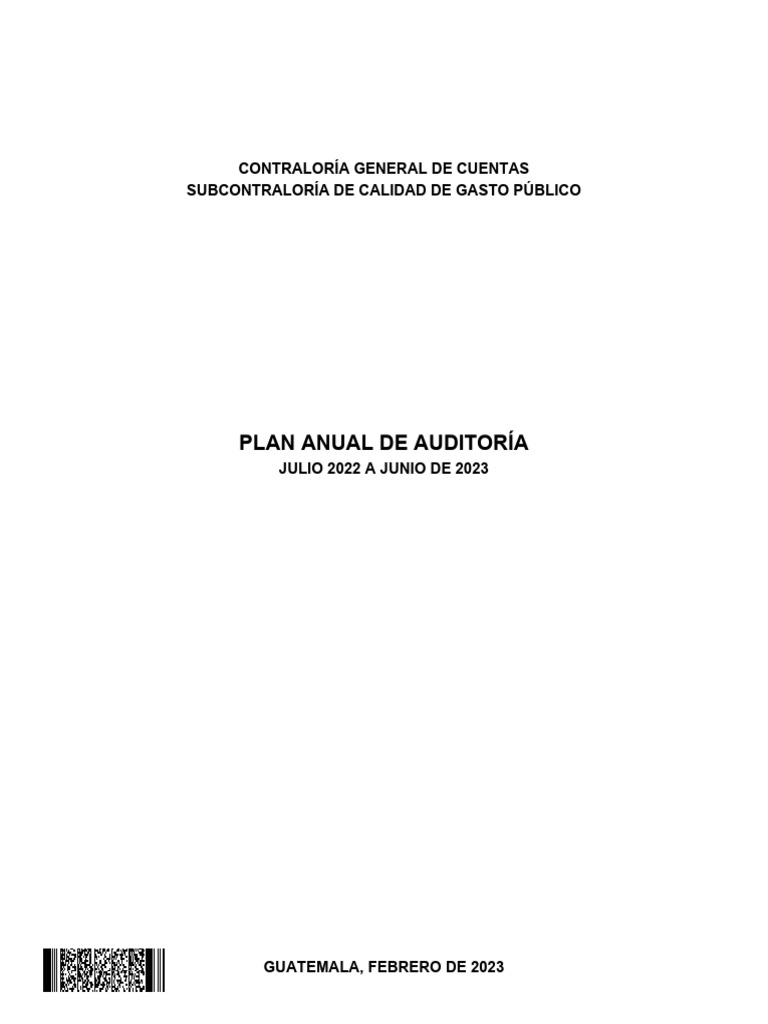 Plan Anual de Auditoria 2022 | PDF | Auditoría | Contralor