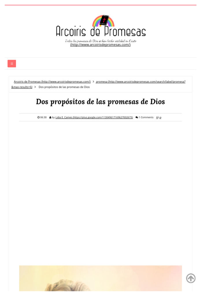 Dos Propósitos de Las Promesas de Dios - Arcoiris de Promesas | PDF ...