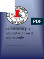 La Nutricion y La Alimentacion en El Adolescente
