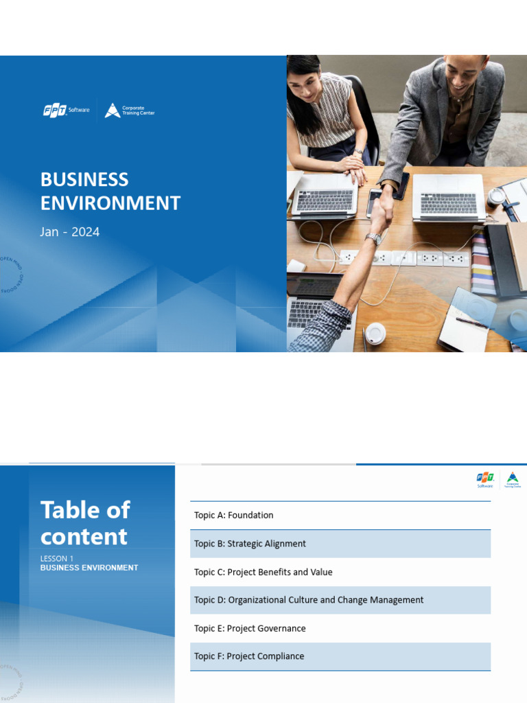 Pmpexam 2024 Lesson 1 Business Environment V1 0 Pdf Agile Software