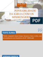 Lição 07 - A Responsabilidade Da Igreja Com Os Missionários