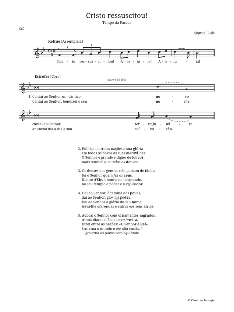 Partitura: Cristo Ressuscitou! | PDF | Adoração e liturgia cristã