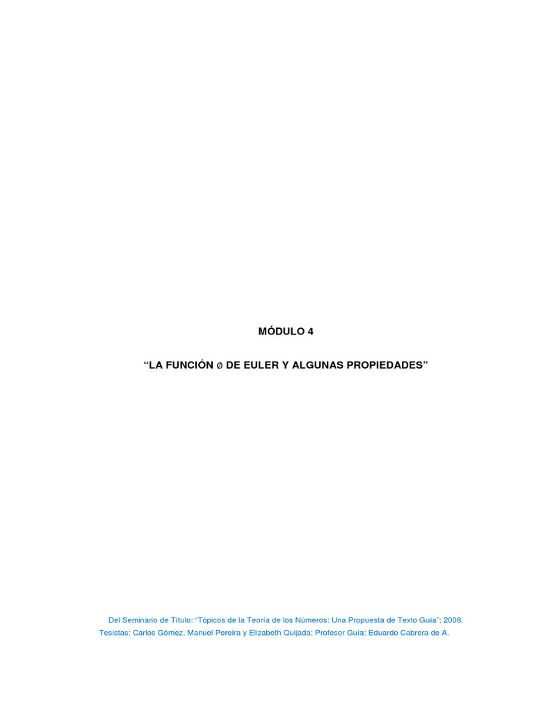 Función Phi de Euler | Descargar gratis PDF | Entero | Función ...