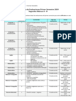 Calendario Evaluaciones I Semestre