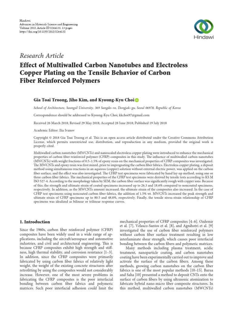 Effect of Multiwalled Carbon Nanotubes and Electro | PDF | Carbon ...