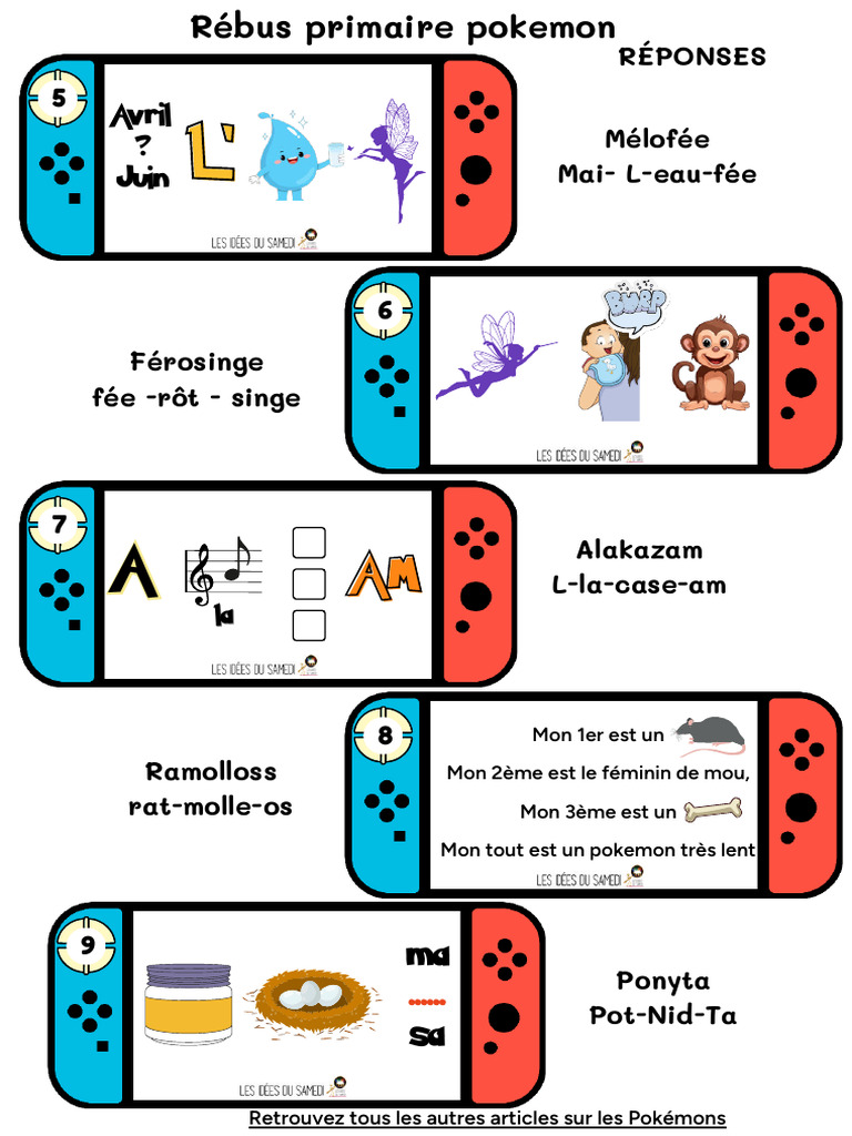 Rébus Pokémon à Imprimer pour Enfants | PDF